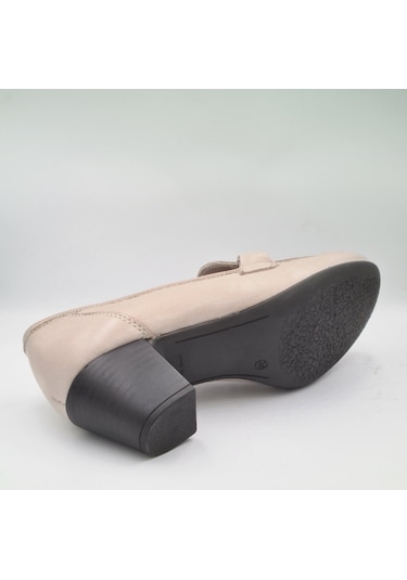 Mammamia D24ya-3845 Gri Deri Topuklu 5cm Kadın Klasik Ayakkabı Gri