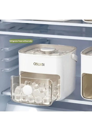 Tongxida Kolay Pres Kapaklı 48 Küp Buz Makinesi - Çift Katmanlı, Pres Beyaz Beyaz