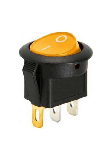 Yuvarlak Işıklı On-off Anahtar 12v Sarı 3 Pinli Yuvarlak Işıklı Switch 5 Adet