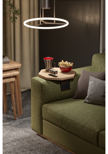 İkili Yan Sehpa Ayarlanabilir Tepsi Sekizgen Atlantik Çam