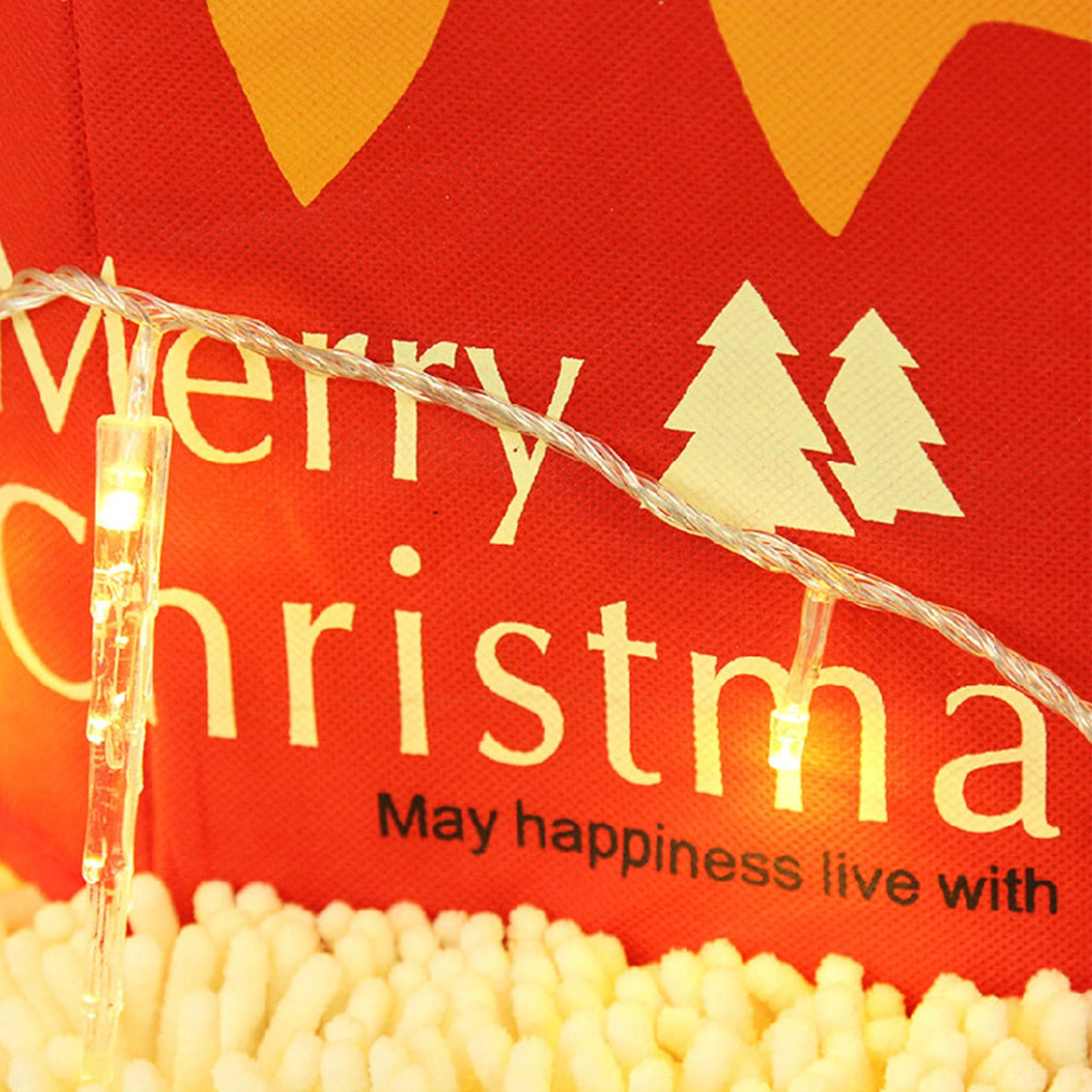 Kangvka Kumaş Noel Ağacı Taban Kutu, 30x36cm, Katlanabilir, Gülümseyici Desenli, Ev/restoran Dekorasyonu Diğer