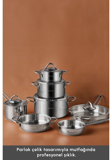 Karaca  Ada İndüksiyon Tabanlı 12 Parça Çelik Tencere Seti V2