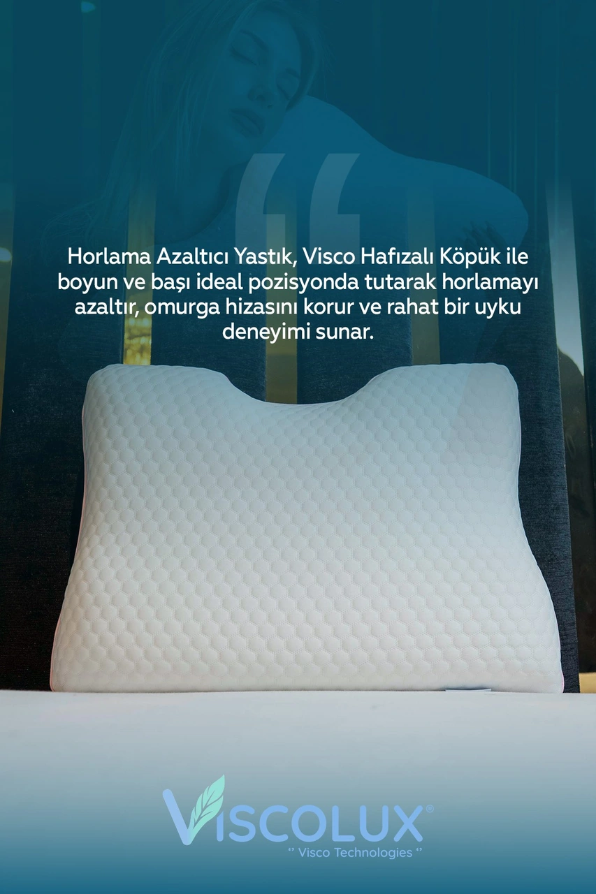Horlama Azaltıcı Yastık - Horlama Önleyici Ortopedik Visco Yastık 55x40x12/10 Pembe