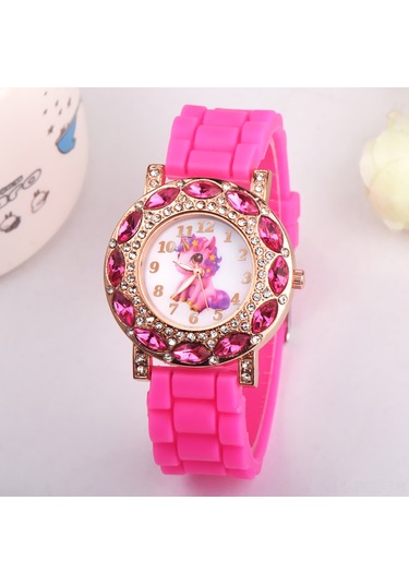 Padalink Kız Çocukları İçin Pürüzsüz Silikon Kordonlu Kuyruklu Unicorn Desenli Akıllı Saat - Kaya Taçlı Çerçeve Ve Kuvars Hareketi İle Zirve Konfor Diğer