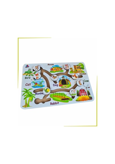 Ankebut Hareketli Hayvanlar Ve Besinleri Beyaz İngilizce İlk Kelimelerim Yapboz Oyunu