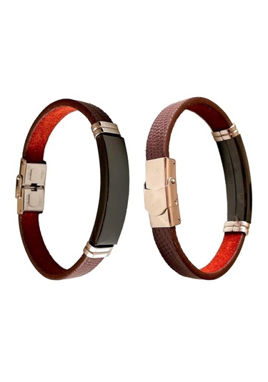 Deri Çelik Mixli Sade Model Erkek Bileklik 22 Cm 2 Farklı Renk