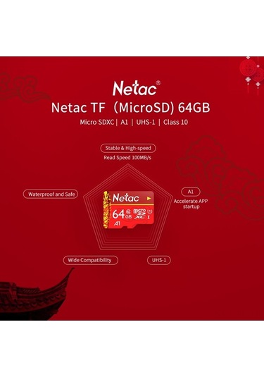 Pazly Netac 16gb Microsd U1 C10 80mb/s Okuma Hızı Hafıza Kartı, Akıllı Telefon, Araba Kaydı, Kamera İçin İyi, Ev İzleme İçin