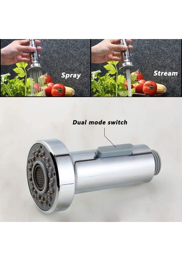 Mutfak Musluğu İçin 2 Pozisyonlu Sprey Başlığı Mutfak Musluğu Sprey Başlığı Sprey Değişimi Geri Çekilebilir Mutfak Bataryası İçin Sprey Başlığı, Krom Diğer