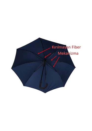 Zeus&Co. 363349566 Fiber Baston Rüzgarda Kırılmayan Şemsiye