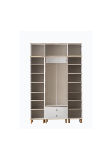 Dejavu Asklıklı Çekmeceli Ayakkabılık Portmanto 160x40x204cm Beyaz