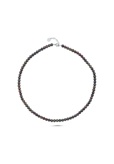 5,5 Mm Siyah Doğal İnci Kolye Beyaz