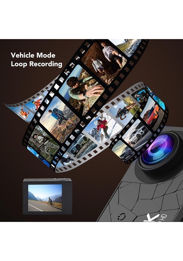 Motorsiklet,kurye İçin Aksiyon Kamerası 2 İnç Hd Ekran Suya Karşı Dayanıklı 170 Derece Geniç Açılı Siyah