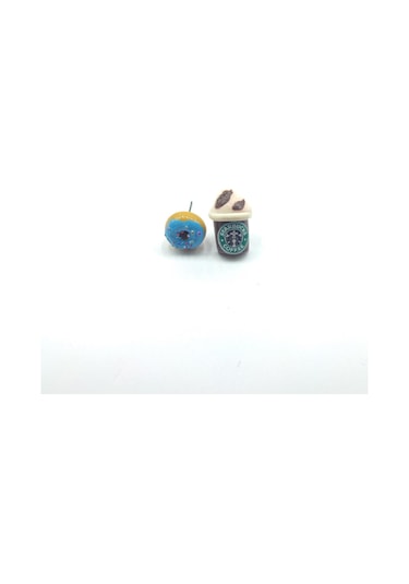Tedz Collection Donut Kahve Pin Küpe Çok Renkli