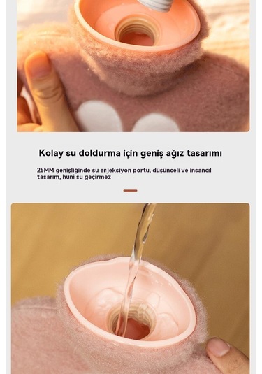 Peluş Su Dolu El Isıtıcı Çanta-mavi 500ml