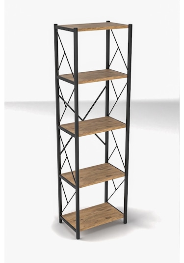 Morpanya Arfelix Metal Tekli Mutfak Rafı Malzeme Dolabı 5 Raflı Mikrodalga Fırın Rafı Çok Amaçlı Ceviz