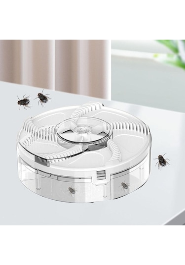 Createtech Suntek Dönen Elektrikli Sinek Kapanı Şarj Edilebilir Beyaz