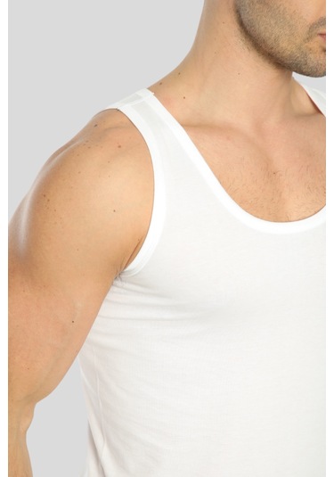 Erkek Beyaz Pamuklu Omuzu Lok Dikişli Atlet 3'lü Paket Beyaz