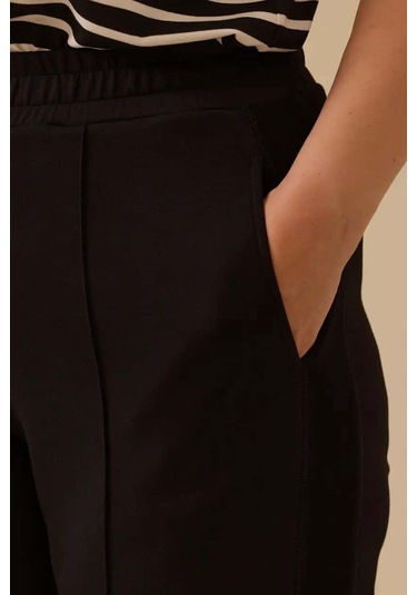 Kadın Büyük Beden Ön Dikişli Pantolon - Siyah Siyah