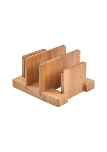 Pazly Suntek Bambu Kesme Tahtası Rafı, Kap Tava Kapakları Ve Plakalar Kahverengi Kahverengi