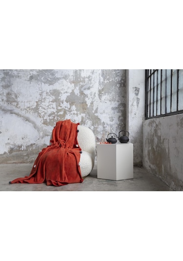 Aksu Tek Kişilik Ponponlu Pike Battaniye 150x200 Kiremit