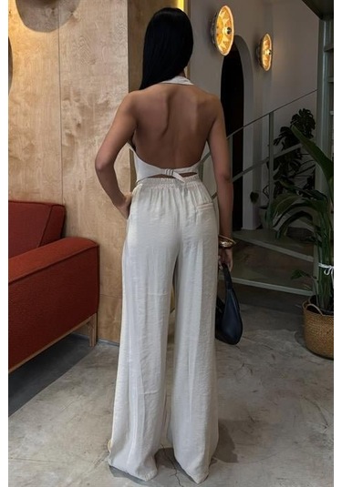 Halter Yaka Yelekli Modal Takım 10144 Altın