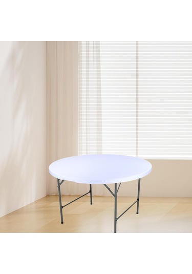 Suntek Fitted Yuvarlak Masa Örtüsü Elastik Kenar Kaymaz Beyaz