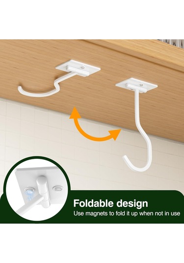 Tenfowee Beyaz Çift Kollü Muz Asma Kancası - Çekilebilir Mutfak Makyajı, Kolay Kurulum, Elektrostatik Boya, 16cm, 63g