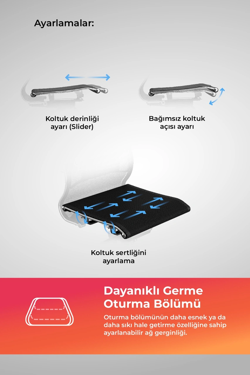 Samurai Ergonomik Koltuk Bel Destekli, Tekerlekli, Krom Ayaklı, Boyun Destekli Ofis Koltuğu - 30.3.15.2 Çok Renkli