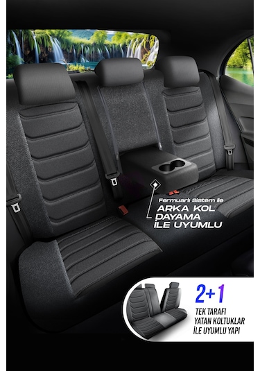 Füme - Füme Panda Manavgat Serısı Lakos Kumaş Oto Koltuk Kılıfı - Tam Set