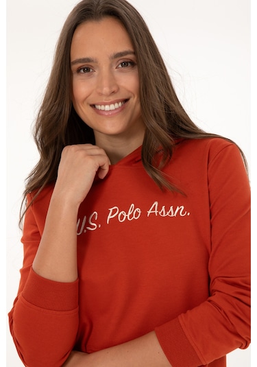 U.S. Polo Assn. Kadın Kiremit Kapüşonlu Sweatshırt 50313559-VR031
