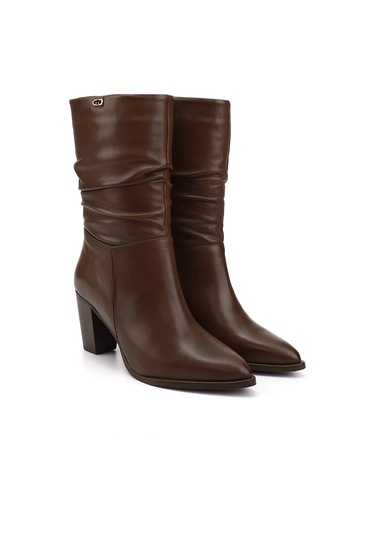 Gönderir Kadın Kahve Antik Sivri Burun Körüklü Kalın Topuklu Hakiki Deri Çizme Gkzc13444579 Kahverengi
