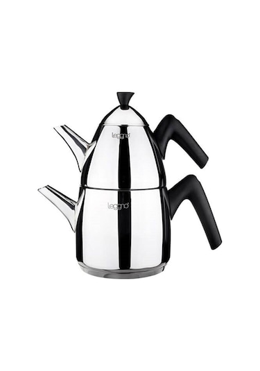 Leggno Joy Çaydanlık Seti 1Lt 2Lt Soft Touch Siyah Çelik