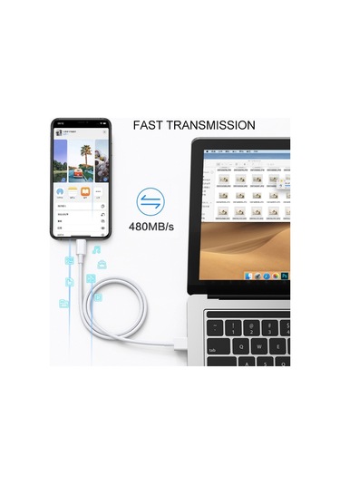 8 Pin - Usb 2.0 Senkronizasyon Verileri / Şarj Kablosu, Kablo Uzunluğu: 1m