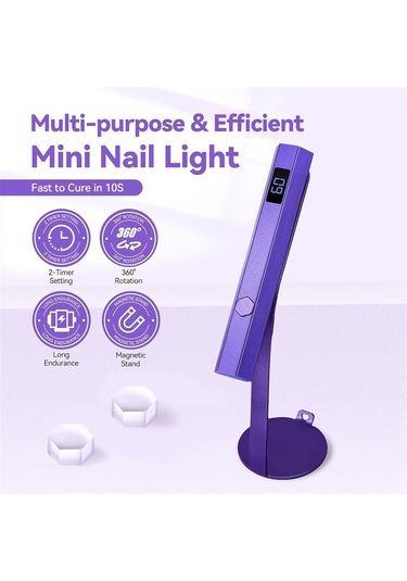 Xurunkeji Tırnaklar İçin Elde Taşınabilir Manyetik Uv Işığı: Hızlı Kürlenen Uv Tırnak Kurutucusu Tırnak Damgası Manyetik Stand Kablosuz Elde Taşınabilir Lcd