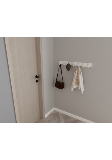 Hepsi3boyutlu Modern Duvar & Kapı Baston Askılık - 7 Adet Beyaz J Askılık - Model No : 6 Beyaz