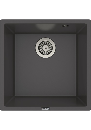 Polex Cristalüx Granit Evye P-X40 Antrasit Tezgah Altı Ve Tezgah Üstü Kare Mutfak Evyesi 53.8x44 CM