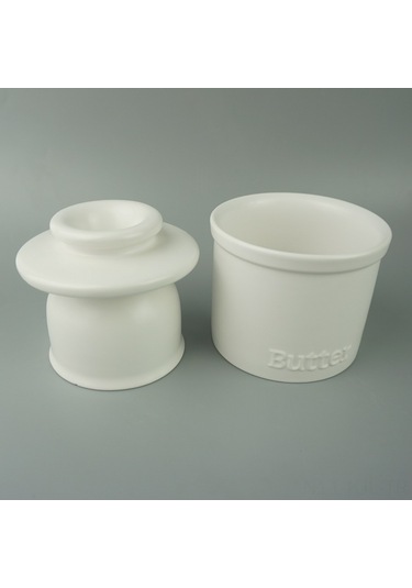 Gajeena Pratik Ve Şık Beyaz Seramik Tereyağı Saklama Kabı Seti - Mutfak İçin Mükemmel Çözüm Beyaz