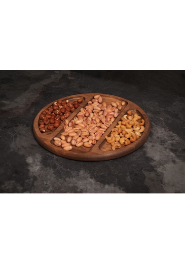 Sammwood 3 Bölmeli Ahşap Sunumluk ,çerezlik , Şekerlik