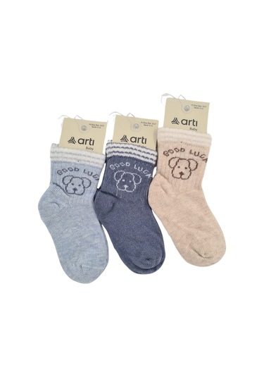 Erkek Bebek Çorap Soket 6 Çift Lacivert-gri-beyaz-kahve-indigo-mavi-1891 ÇoK Renkli