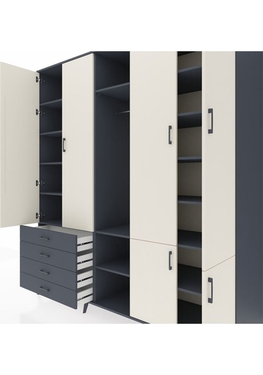 Kronos Dolap 14 Raflı 4 Çekmeceli Tek Askılı 220x59x243 Antrasit-aytaşı/antrasit Aytası/antrasıt Kronos Dolap 14 Raflı 4 Çekmeceli Tek Askılı 220x59x243 Antrasit-aytaşı/antrasit Aytası/antrasıt
