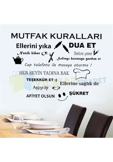 Mutfak Kuralları Mutfak Sticker Dekor Etiket Yapıştırma Çıkartma