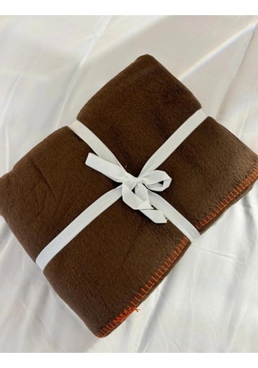 Çift Kişilik Düz Pamuklu Battaniye Çift Taraflı 200 X 220 Kahverengi