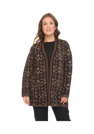 Uludağ Triko Kadın Kilim Hırka Gümüş