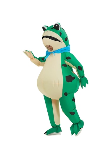 Şişme Kurbağa Kostüm Komik Tam Vücut Blow Up Cosplay Kostüm Seti