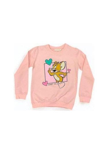 Kız Çoçuk Pamuklu Sweatshirt-15212 Pembe