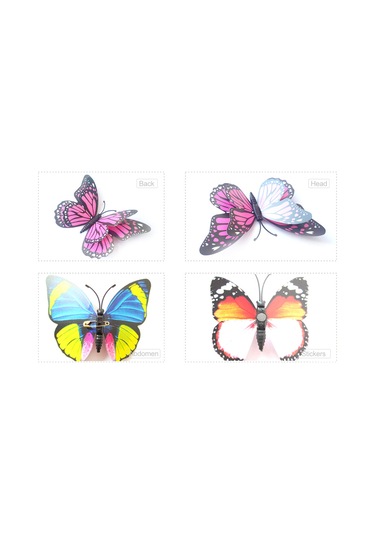 Tenfowee 12 Adet İki Katlı 3d Pvc Kelebek Duvar Sticker, Renkli Dekoratif Magnetlı Duvar Tablo, Çocuk Odası Bahçe Dekoru Hediyelik Renkli