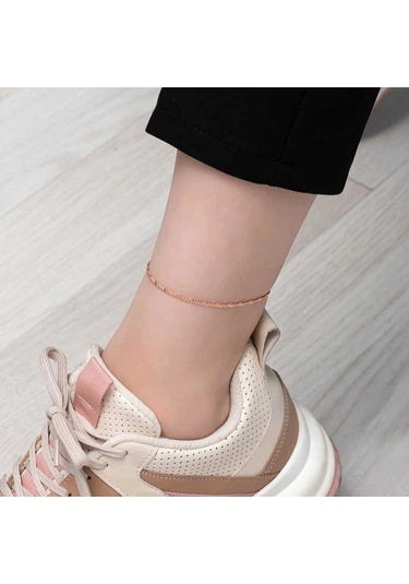 925 Ayar Gümüş Rose Kalemli Halhal T8109 599599 A - Gümüş