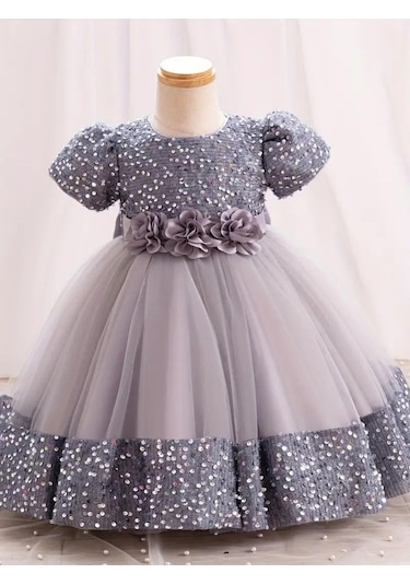 Dharma Çiçek Model Çocuk Abiye - Gösteri Elbisesi - Doğum Günü Kıyafeti Balo Elbise Mezuniyet Elbise A.Yeşil