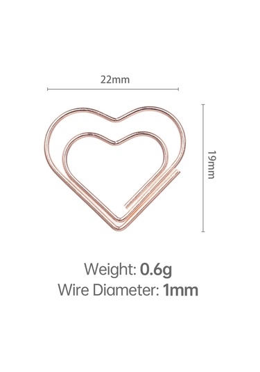 Honmex 50 Adet Gümüş电镀 Kalp Şekilli Büro Klipsi - Düğün Dekorasyonu, Kraft Çalışmaları Ve Belgeler İçin Altın/pembe Altın Seçenekli