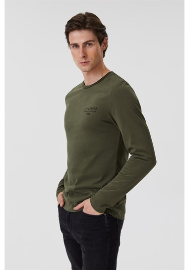 Lee Cooper Renzo Erkek O Yaka Uzun Kol T-Shirt Haki-15359 Haki